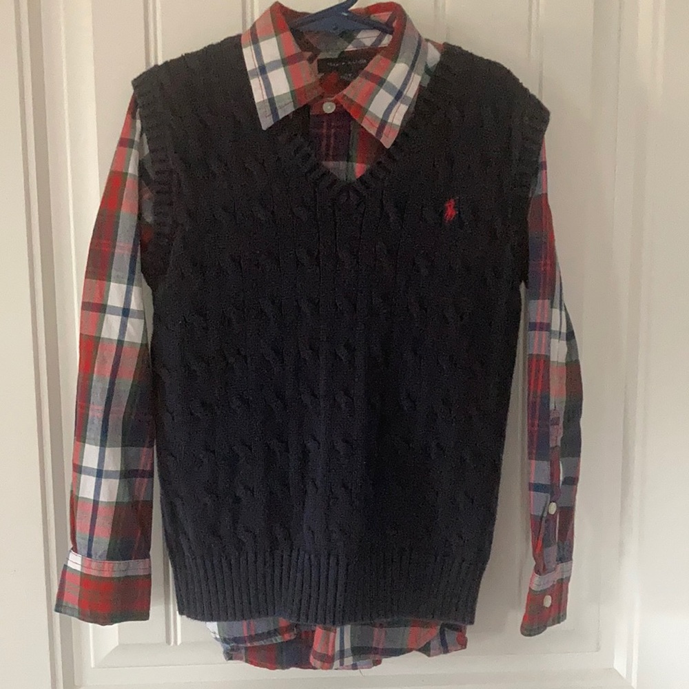 Polo by Ralph Lauren Vest and Tommy Hilfiger plaid dress shirt duo.